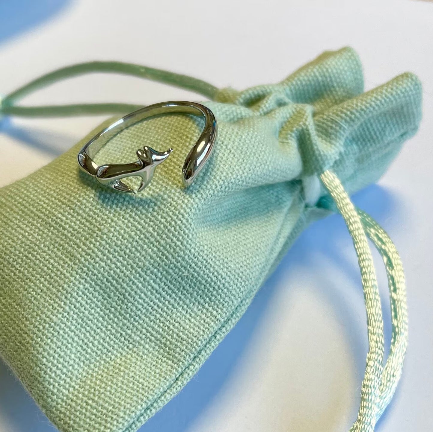 Running Fox Sterling Silver Crochet Ring. Adjustable for crochet tension and comfort.