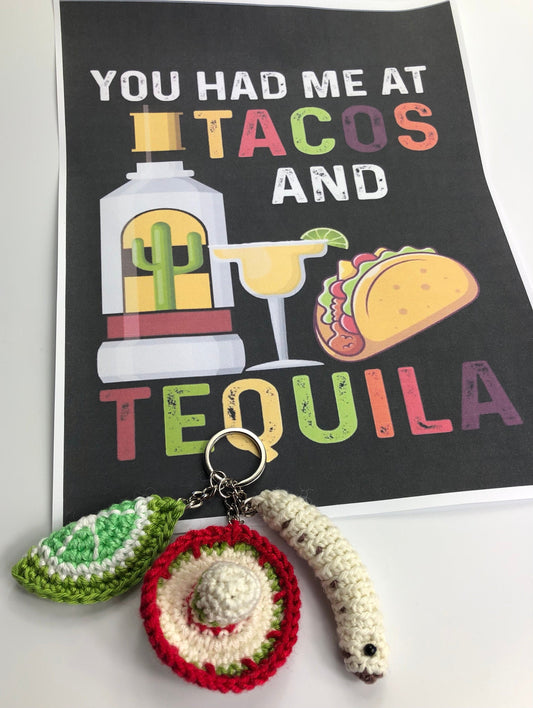 Tequila Crochet Keyring
