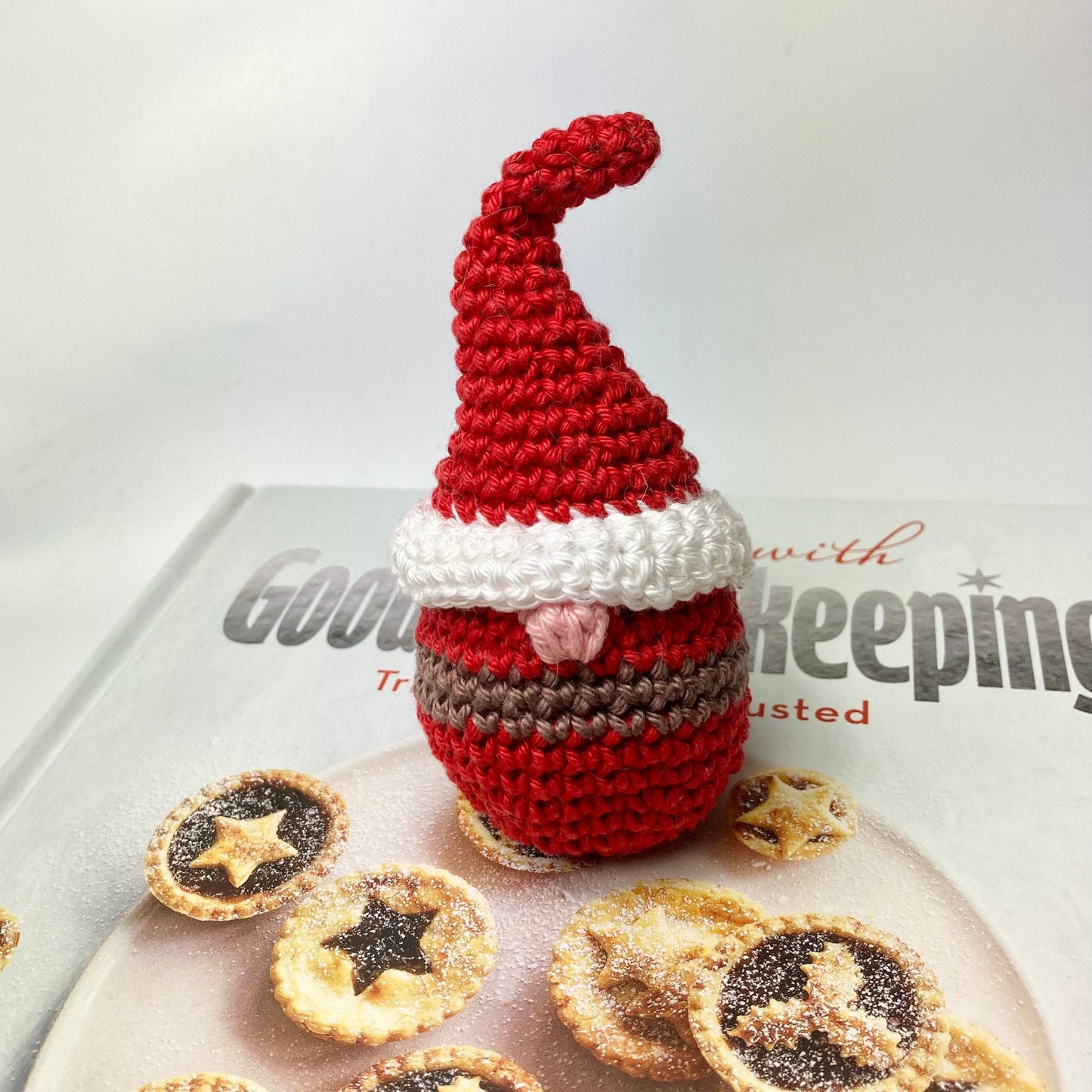 Christmas Cat Toy Crochet Kit. Everything you need to make your cat a Festive Gonk Toy in luxury Cotton Yarn with a Bell & Organic Catnip.