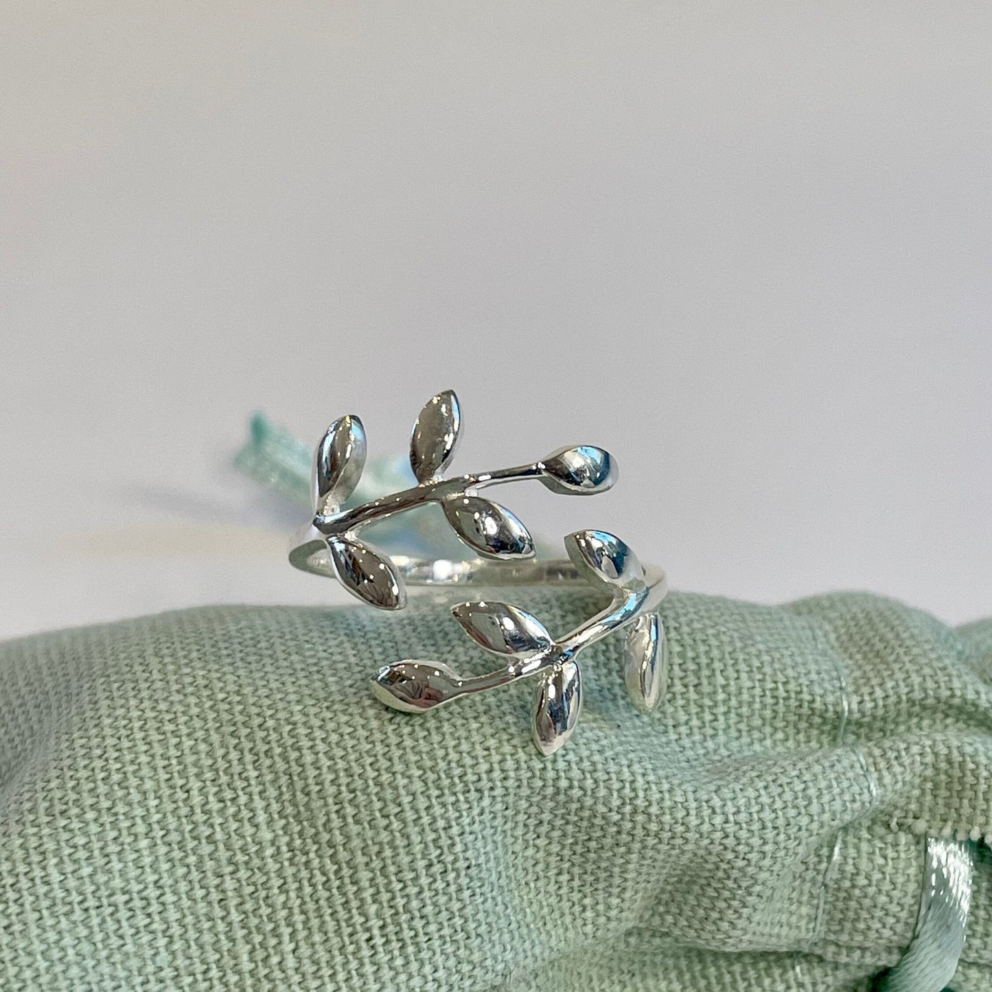 Olive Leaf Crochet Ring.