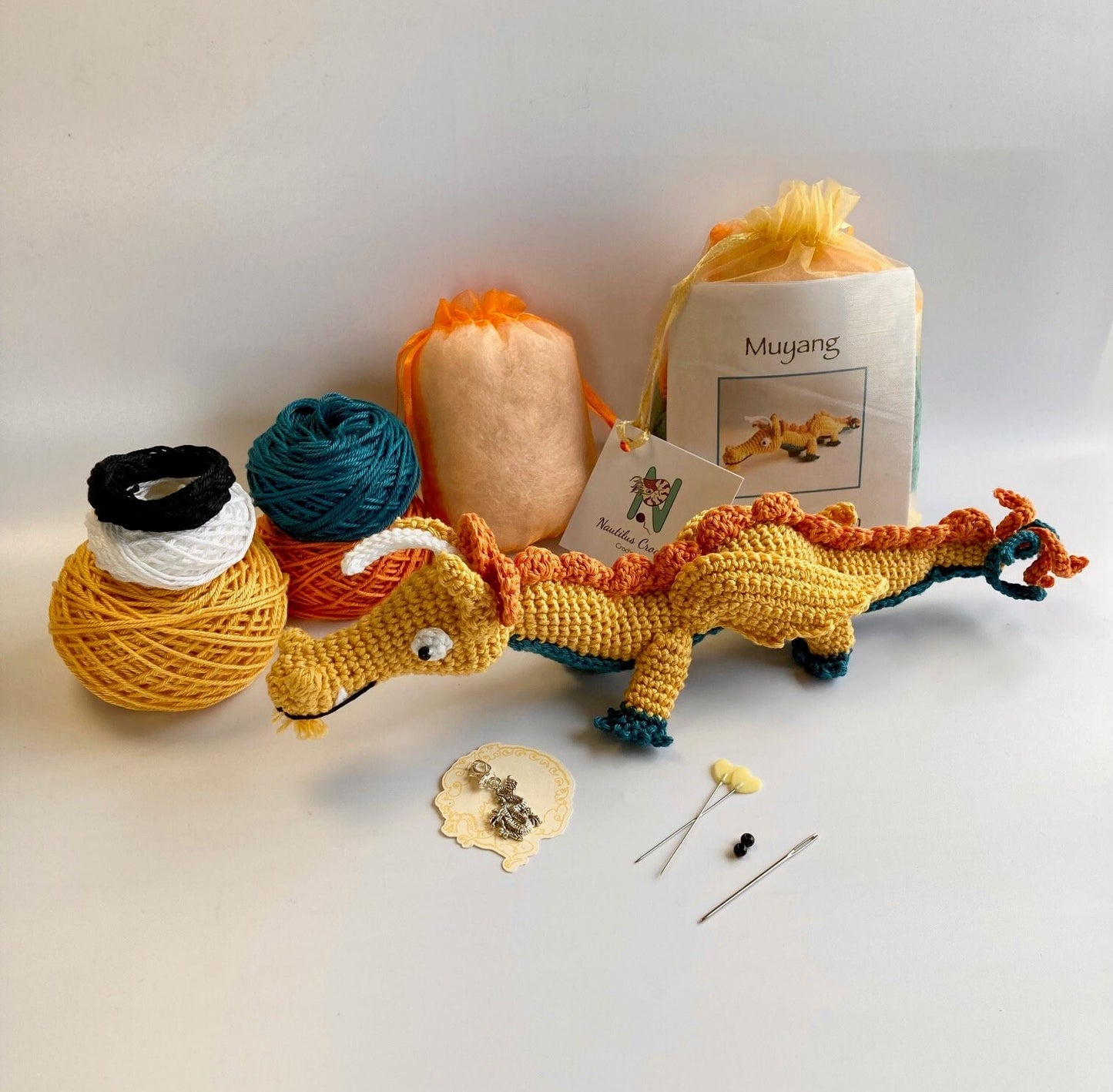 Chinese Dragon Crochet Kit. Includes Luxury British Yarns & a Dragon Stitch Marker.