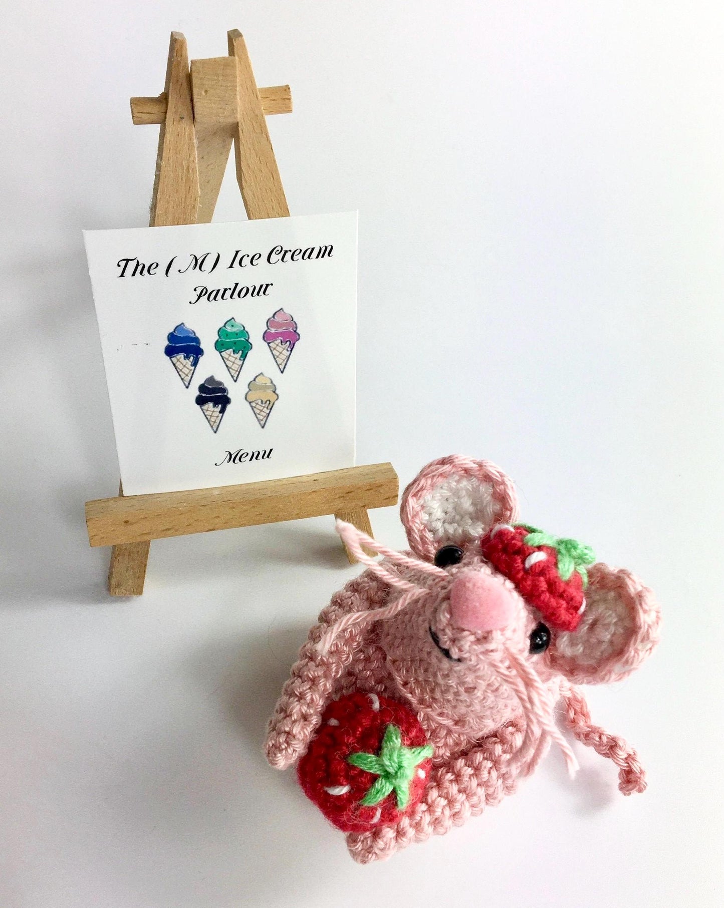 Berry, the Strawberry Mouse! Complete Amigurumi Mouse Crochet Kit with luxury natural yarn.