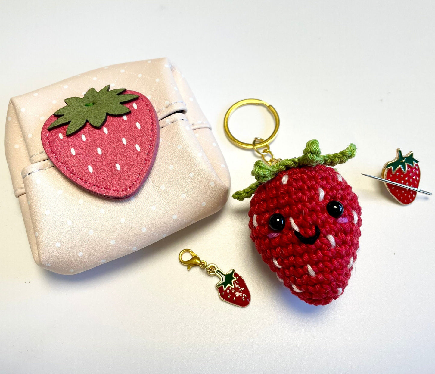 Strawberry Crochet Keyring Kit