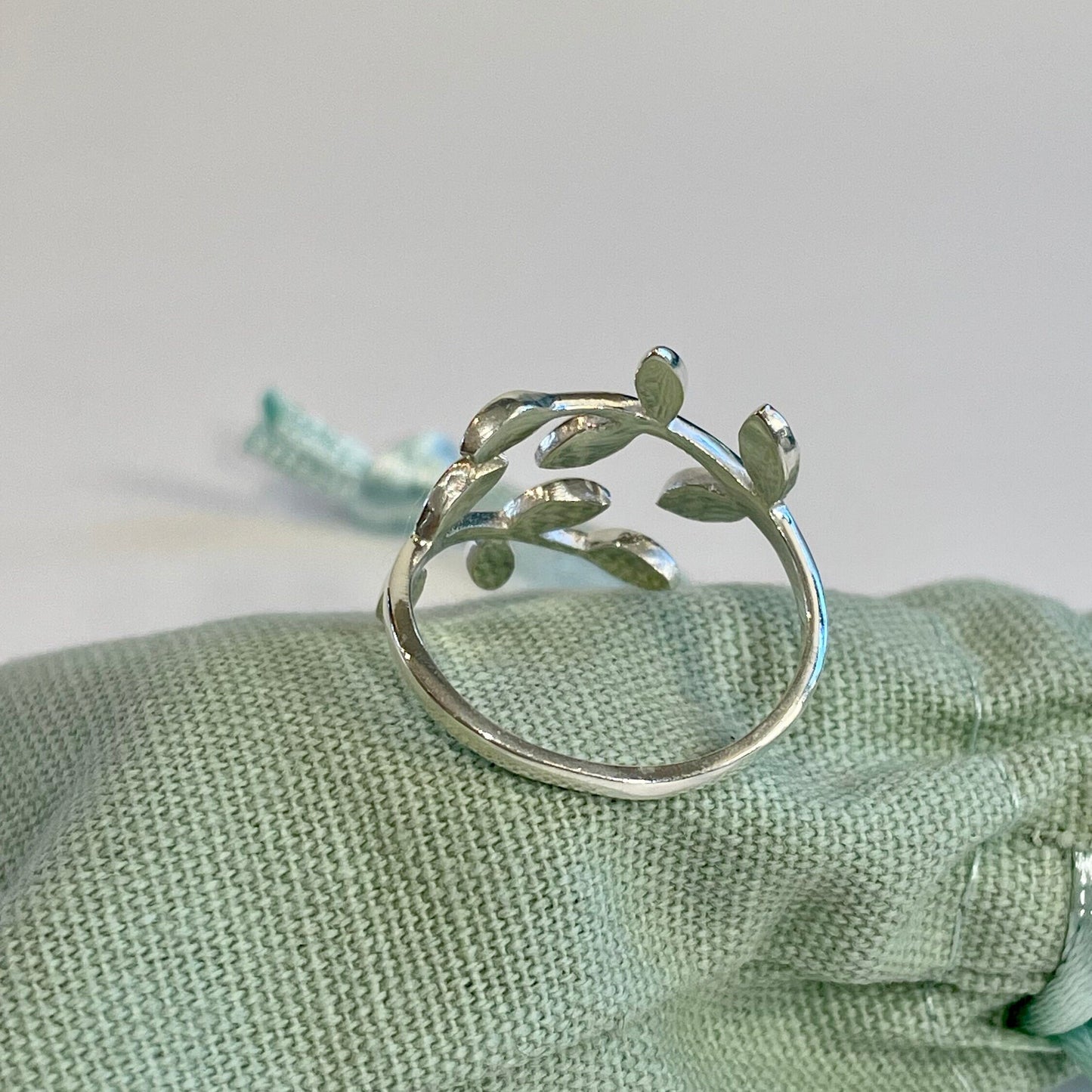 Olive Leaf Crochet Ring.