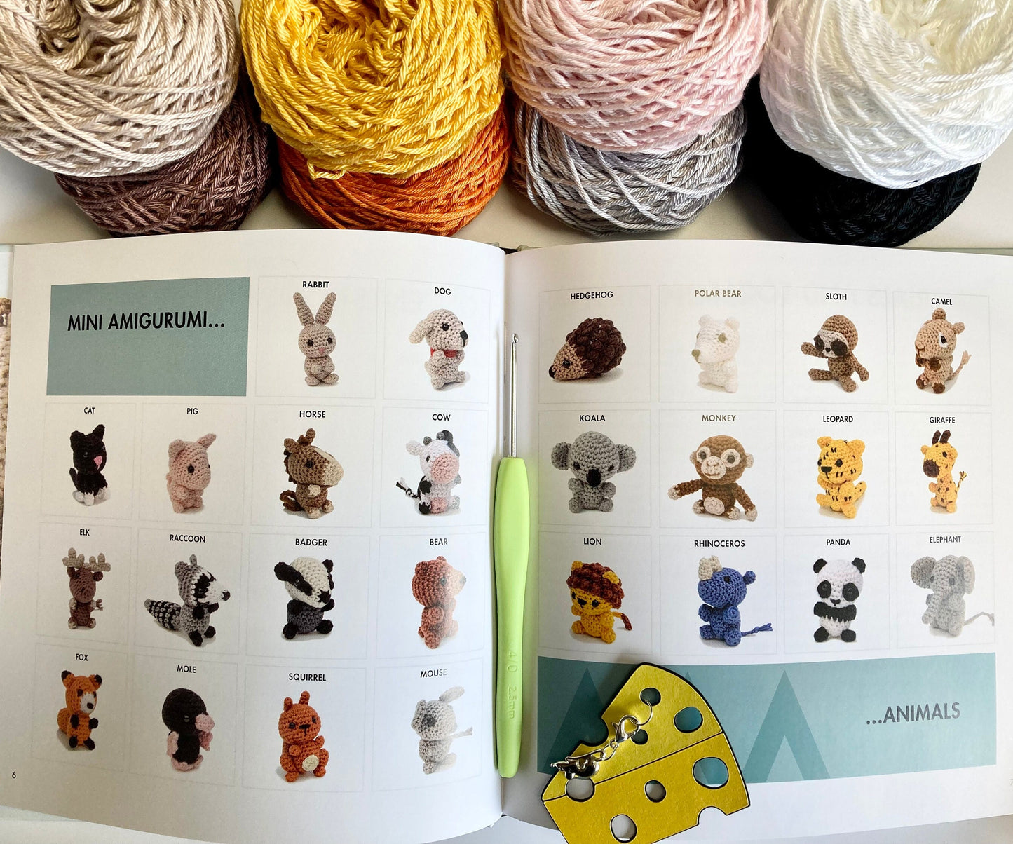 Crocheted Animals Kit. Book, luxury yarn, crochet hook, mouse stitch marker & accessories. Make 26 wild and wonderful buddies!