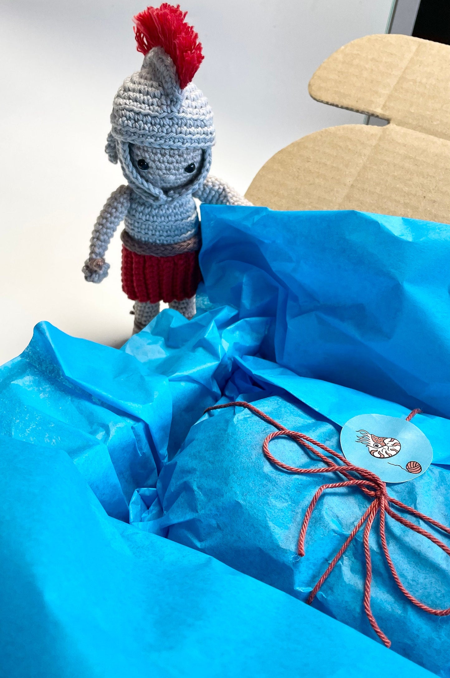 Roman Legionary Amigurumi Crochet Kit. Commissioned by The British Museum. Complete with luxury yarns, full instructions & accessories.