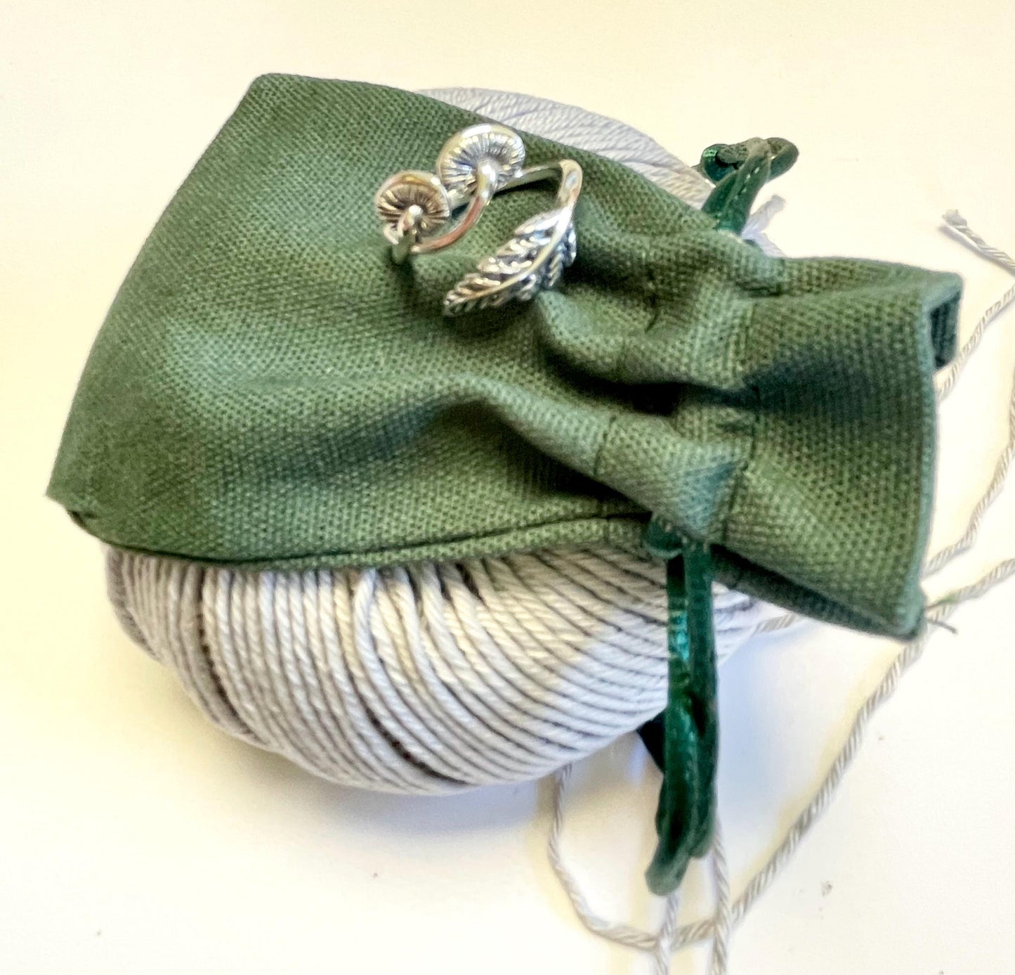 Mushrooms & Fern Crochet Ring.