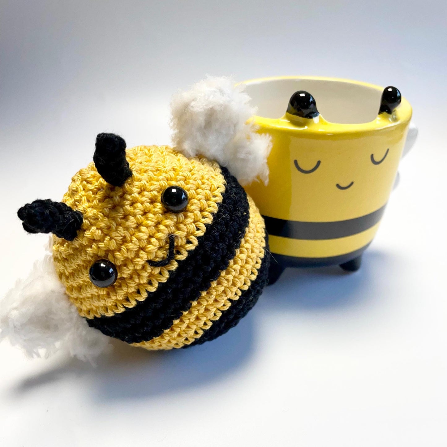 Bee-Loved Bee Crochet Kit & Planter Set. Including luxury British yarns, step by step Instructions, and Bee-utiful Sass and Belle Planter.