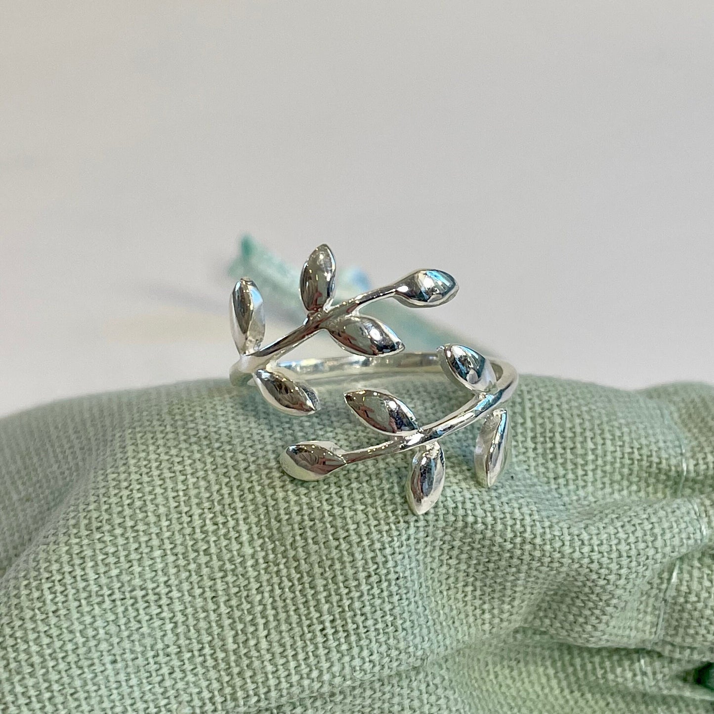 Olive Leaf Crochet Ring.