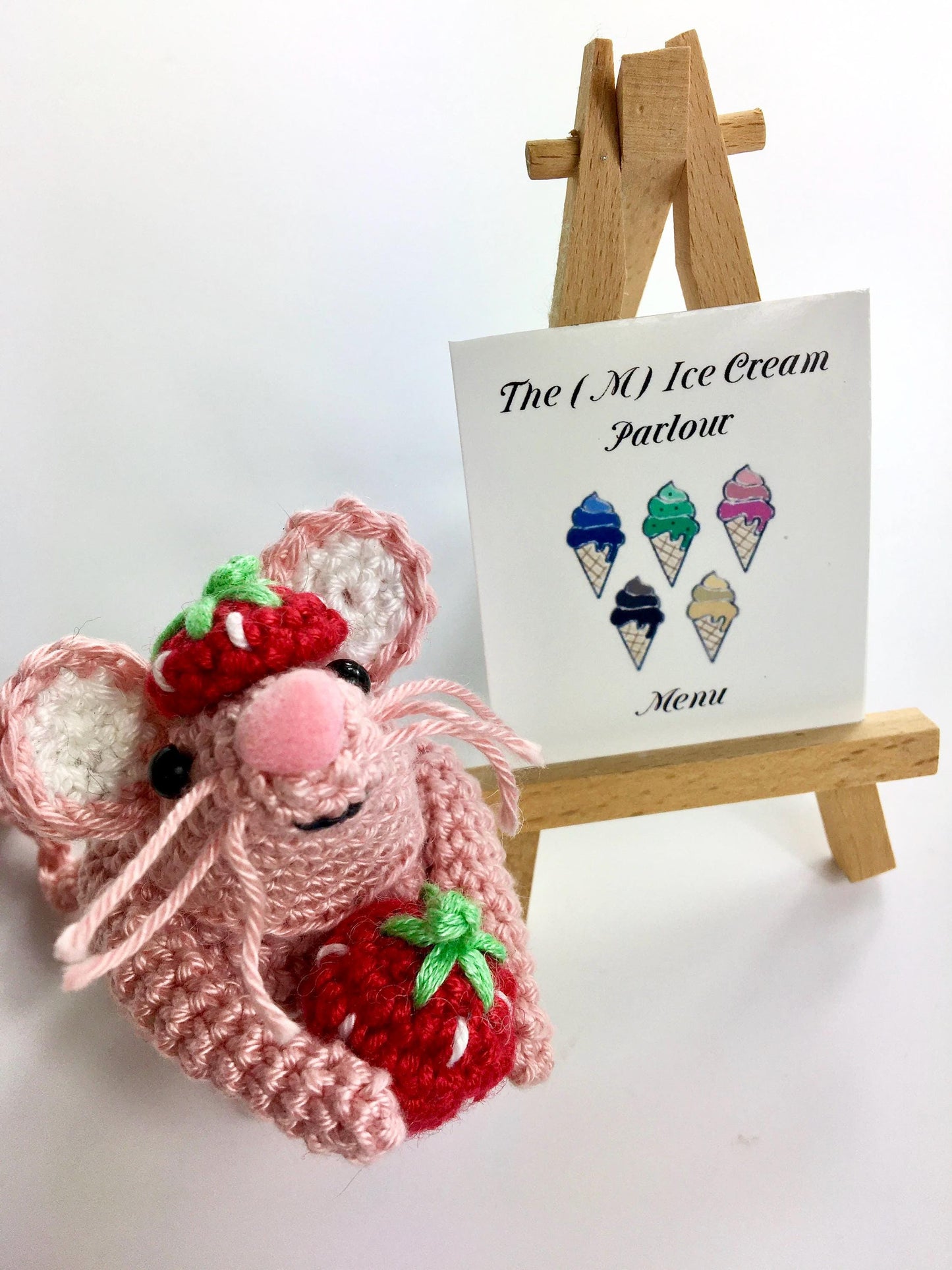 Berry, the Strawberry Mouse! Complete Amigurumi Mouse Crochet Kit with luxury natural yarn.