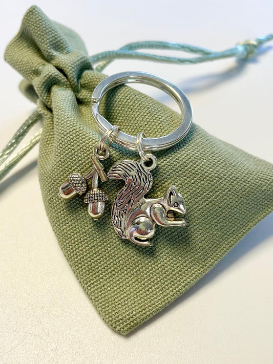Squirrel & Acorns Key Ring.