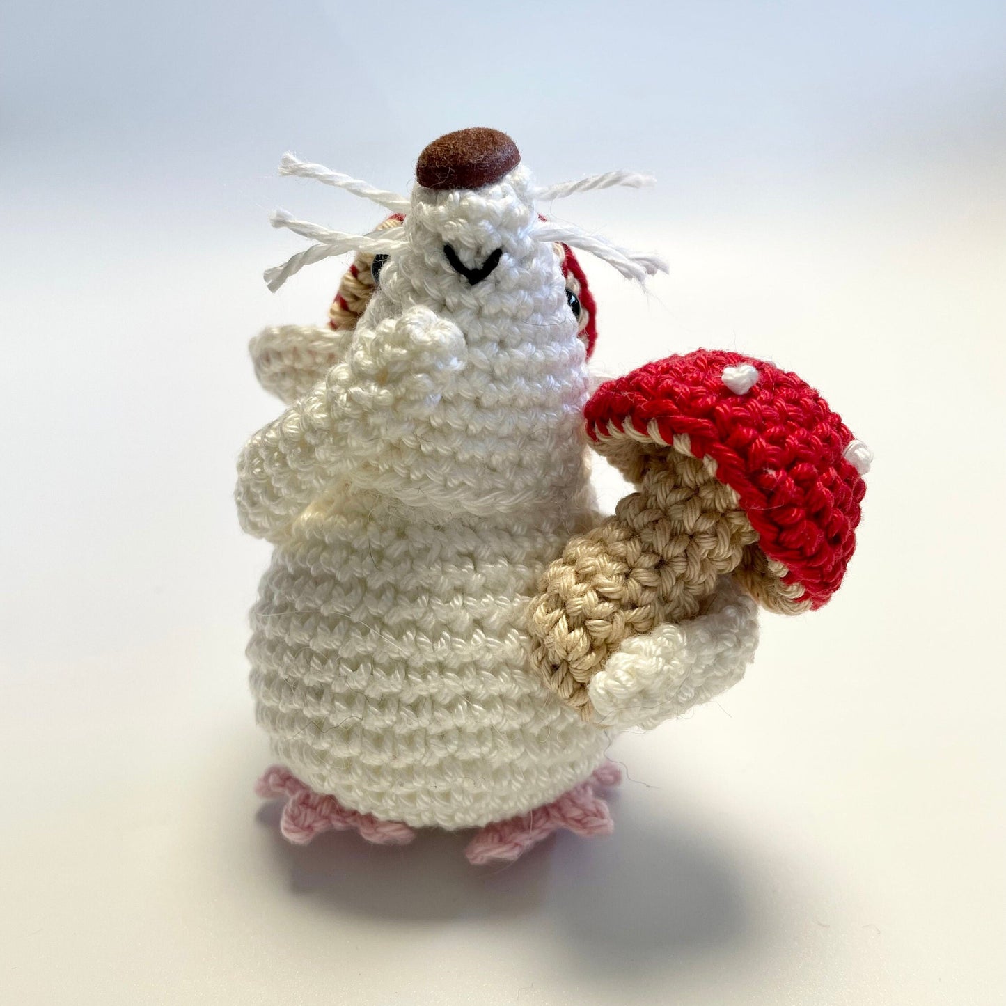 Boo, the Mushroom Mouse! Complete Amigurumi Crochet Kit for beginners up. Featuring luxury British yarns.