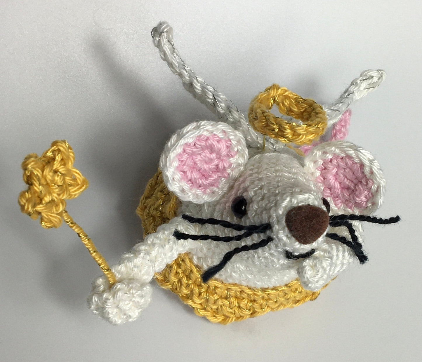 Christmas Angel Mouse - 'Boo'. Complete Amigurumi Crochet Kit with luxury natural British yarn for beginners up.