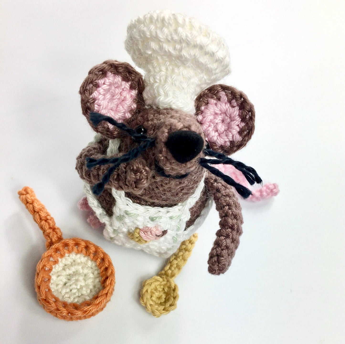 Rolo, The Chocolate Mouse!  Complete Amigurumi Crochet Kit with luxury natural yarn for beginners up.