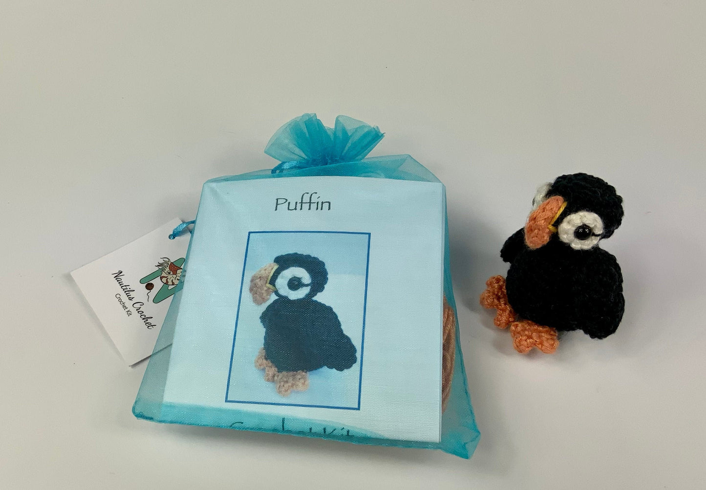 Artic Puffin Kit. A Complete Crochet Kit with Luxury Cotton & Bamboo Yarns.