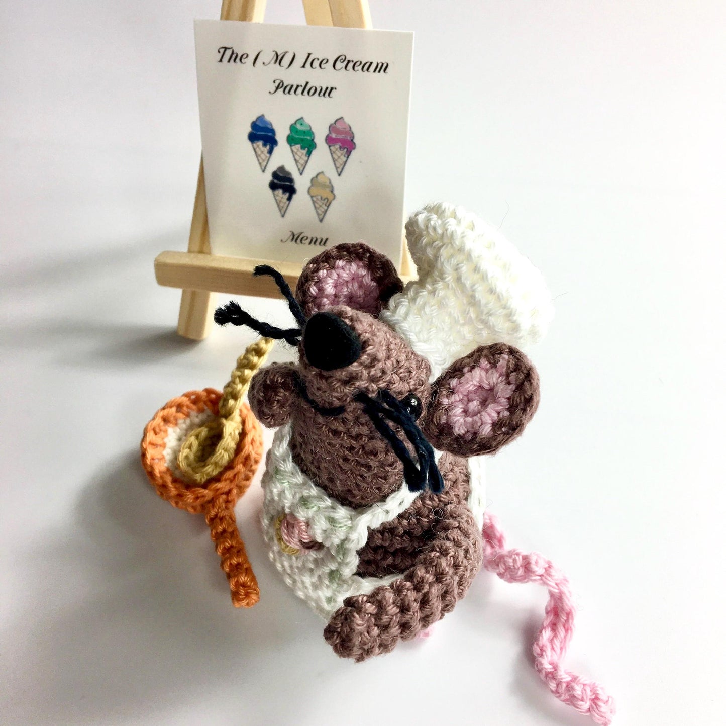 Rolo, The Chocolate Mouse!  Complete Amigurumi Crochet Kit with luxury natural yarn for beginners up.