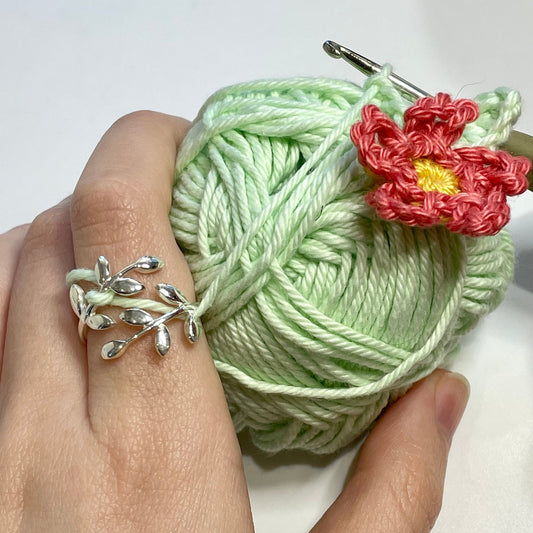 Olive Leaf Crochet Ring.