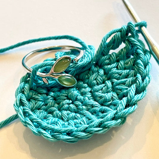 Leaf & Bud Crochet Ring.