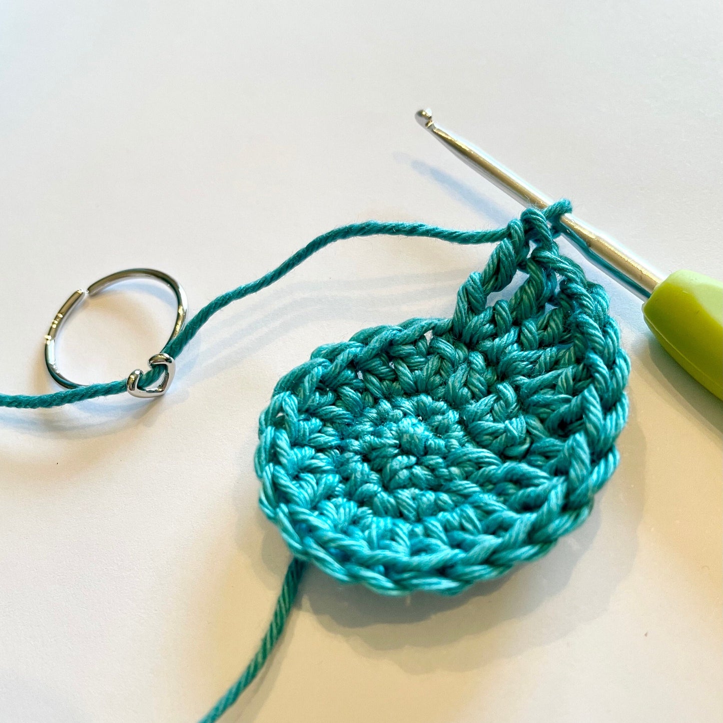 Heart Sterling Silver Micro Crochet Ring. Adjustable ring for crochet tension and comfort. Perfect for Fine yarns & Micro Crochet.