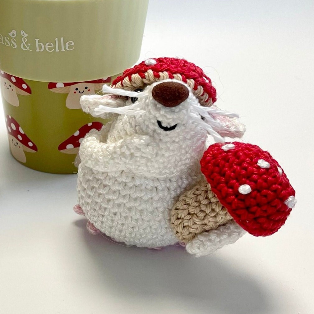 Boo, the Mushroom Mouse! Complete Amigurumi Crochet Kit for beginners up. Featuring luxury British yarns.