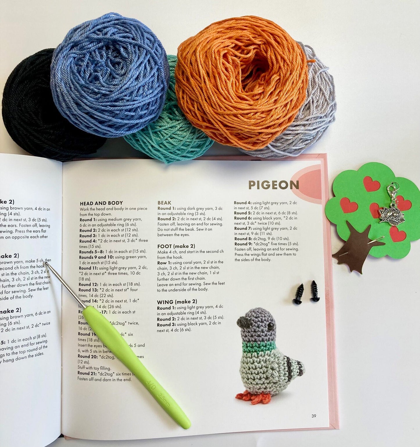 Crocheted Birds Kit. Book, luxury yarn, crochet hook, nest stitch marker & accessories. Make the most adorable little bird buddies!