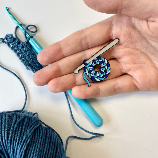 Crochet Enamel Pin Badge.