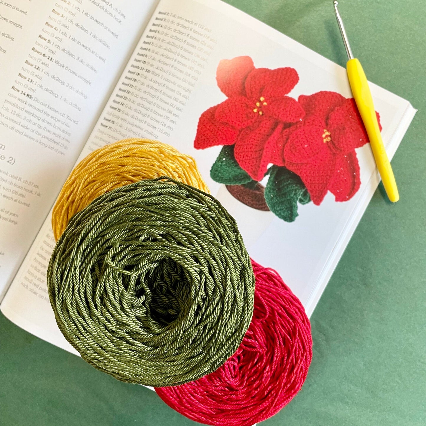 Crocheted Houseplants Kit. Book, Luxury British Yarn, Crochet Hook, Silver Plated Stitch Marker/Charm & Accessories.