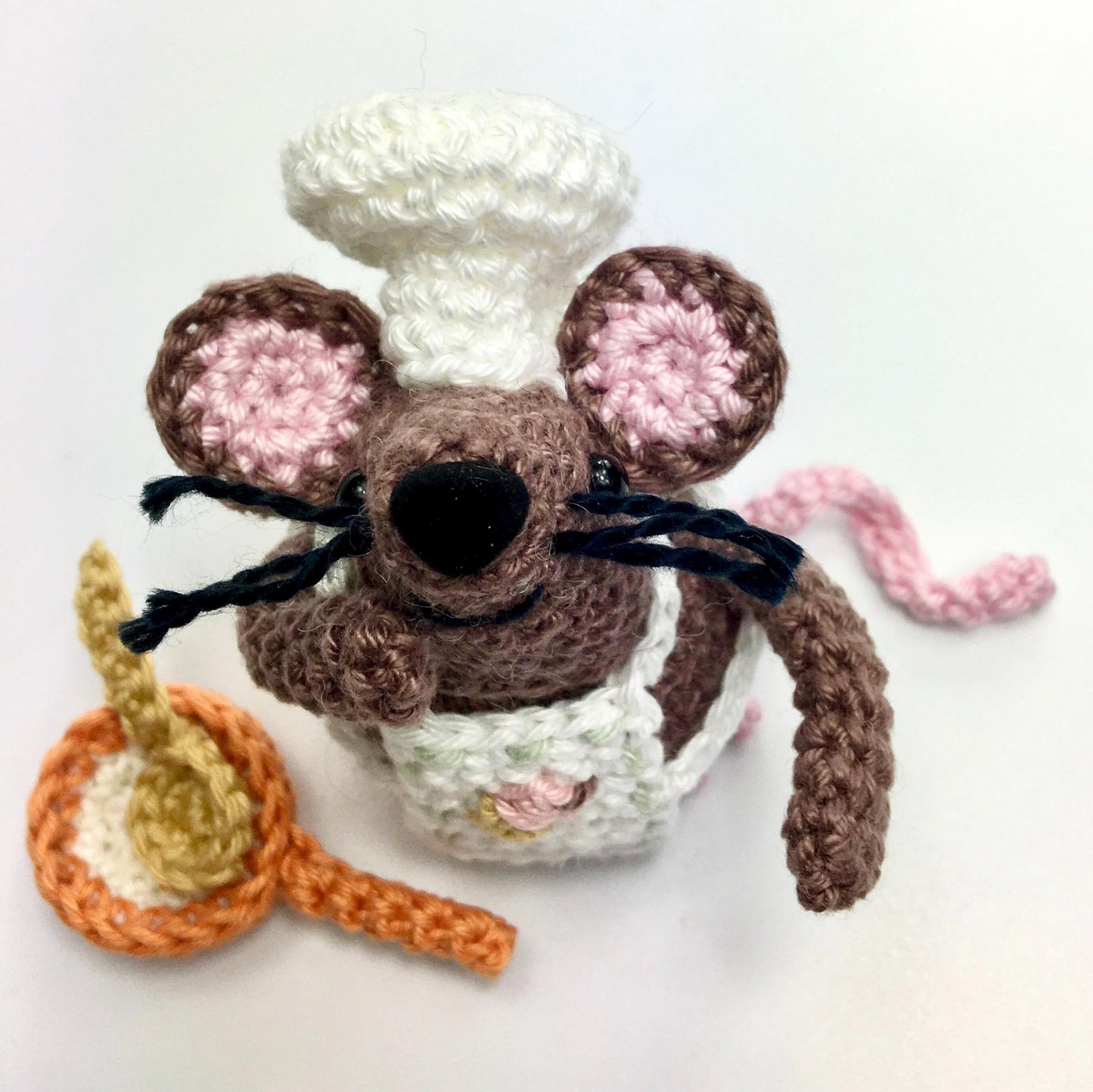 Rolo, The Chocolate Mouse!  Complete Amigurumi Crochet Kit with luxury natural yarn for beginners up.