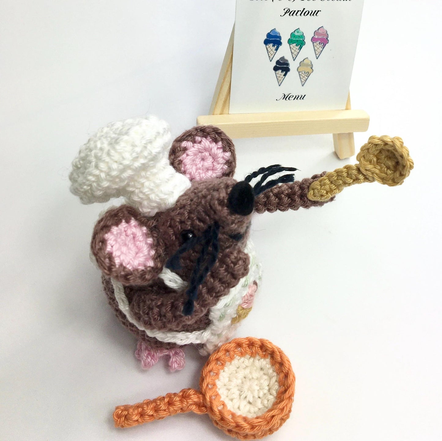 Rolo, The Chocolate Mouse!  Complete Amigurumi Crochet Kit with luxury natural yarn for beginners up.