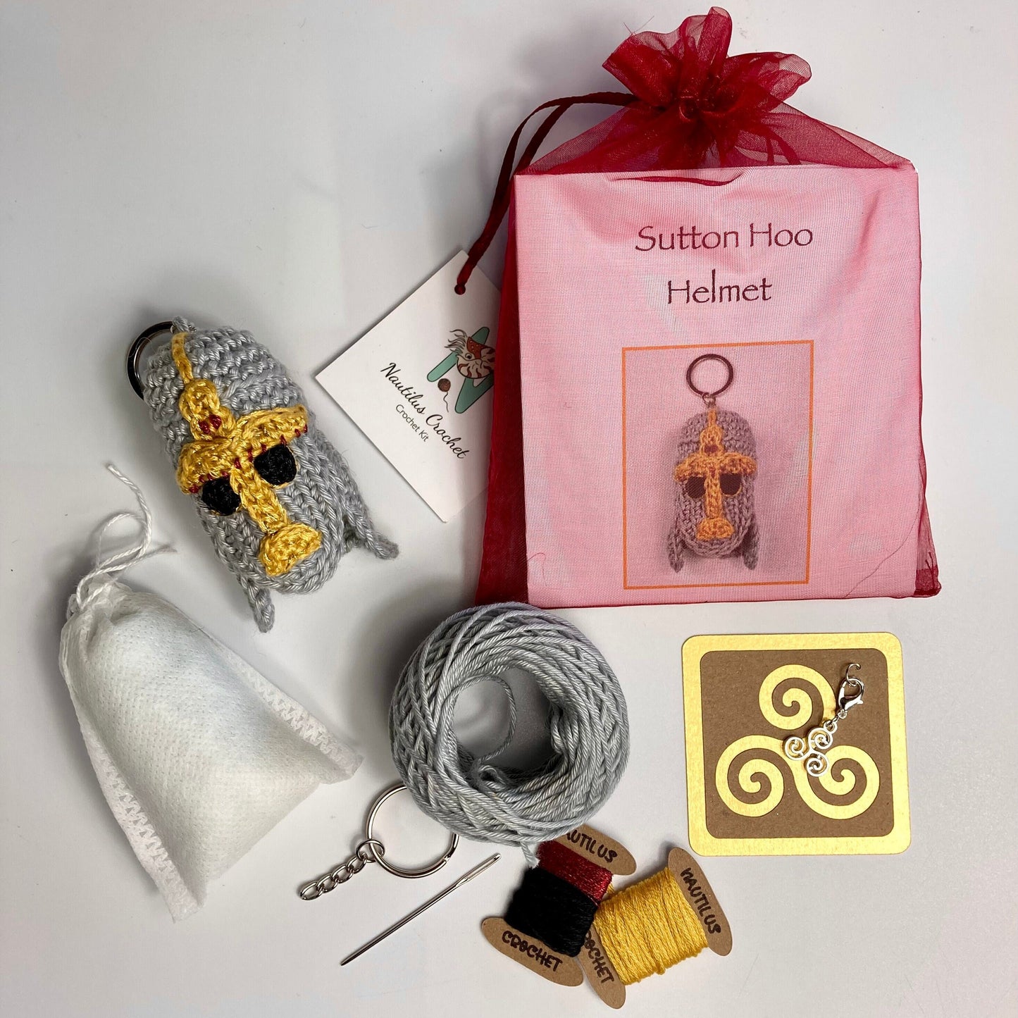 Sutton Hoo Helmet Crochet Kit. Complete Kit featuring Natural British Yarns.