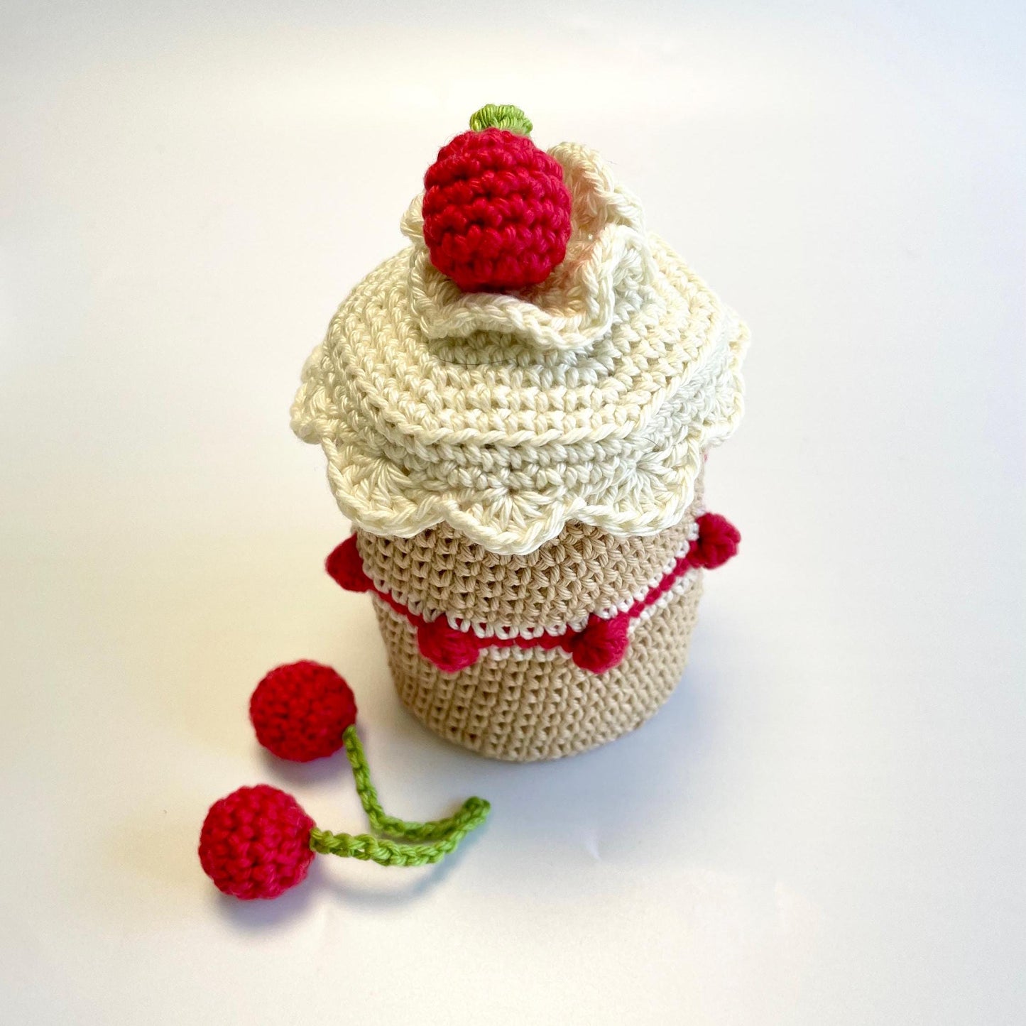 Dotty, the Cherry Mouse! Complete Amigurumi Crochet Kit for beginners up. Featuring luxury British yarns.