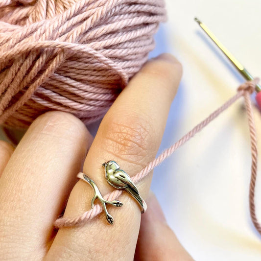 Bird & Leaf Crochet Ring.