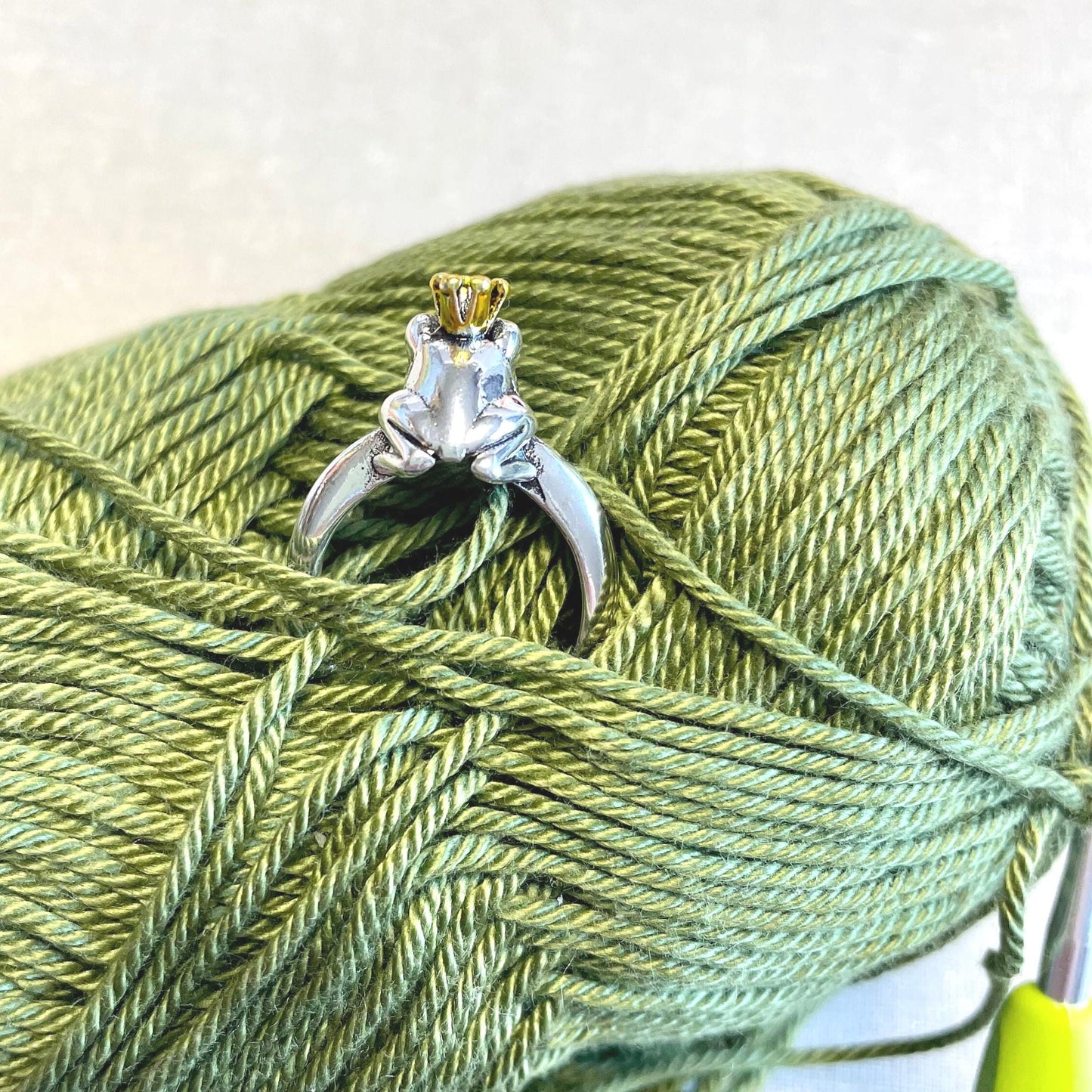 Frog Prince Crochet Ring