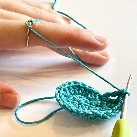 Heart Sterling Silver Micro Crochet Ring. Adjustable ring for crochet tension and comfort. Perfect for Fine yarns & Micro Crochet.