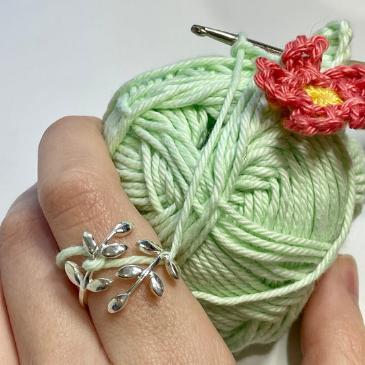 Olive Leaf Crochet Ring.