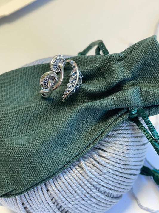 Mushrooms & Fern Crochet Ring.
