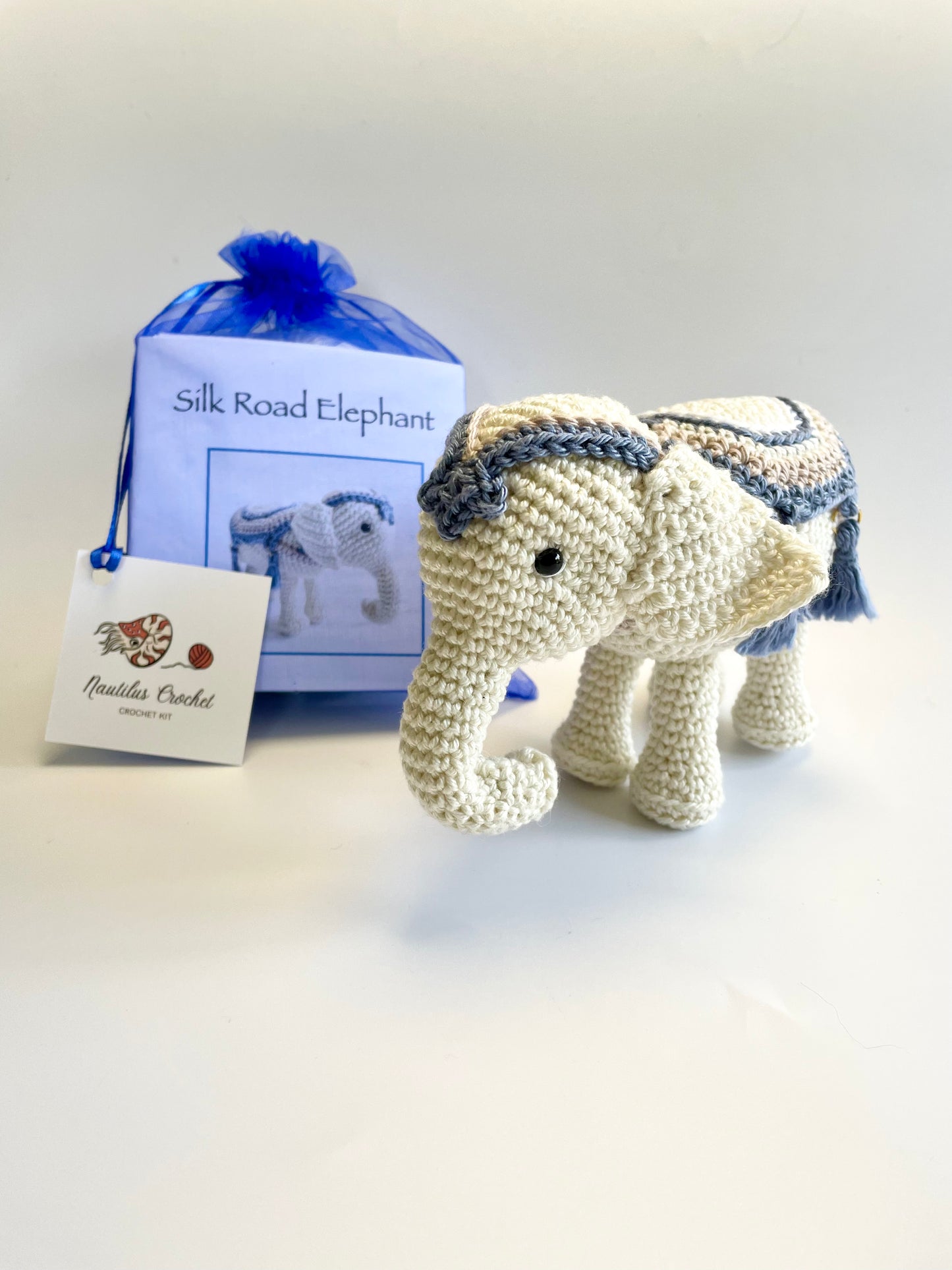 The Silk Road Elephant Amigurumi Crochet Kit. Commissioned by The British Museum. With luxury yarns, full instructions & accessories.