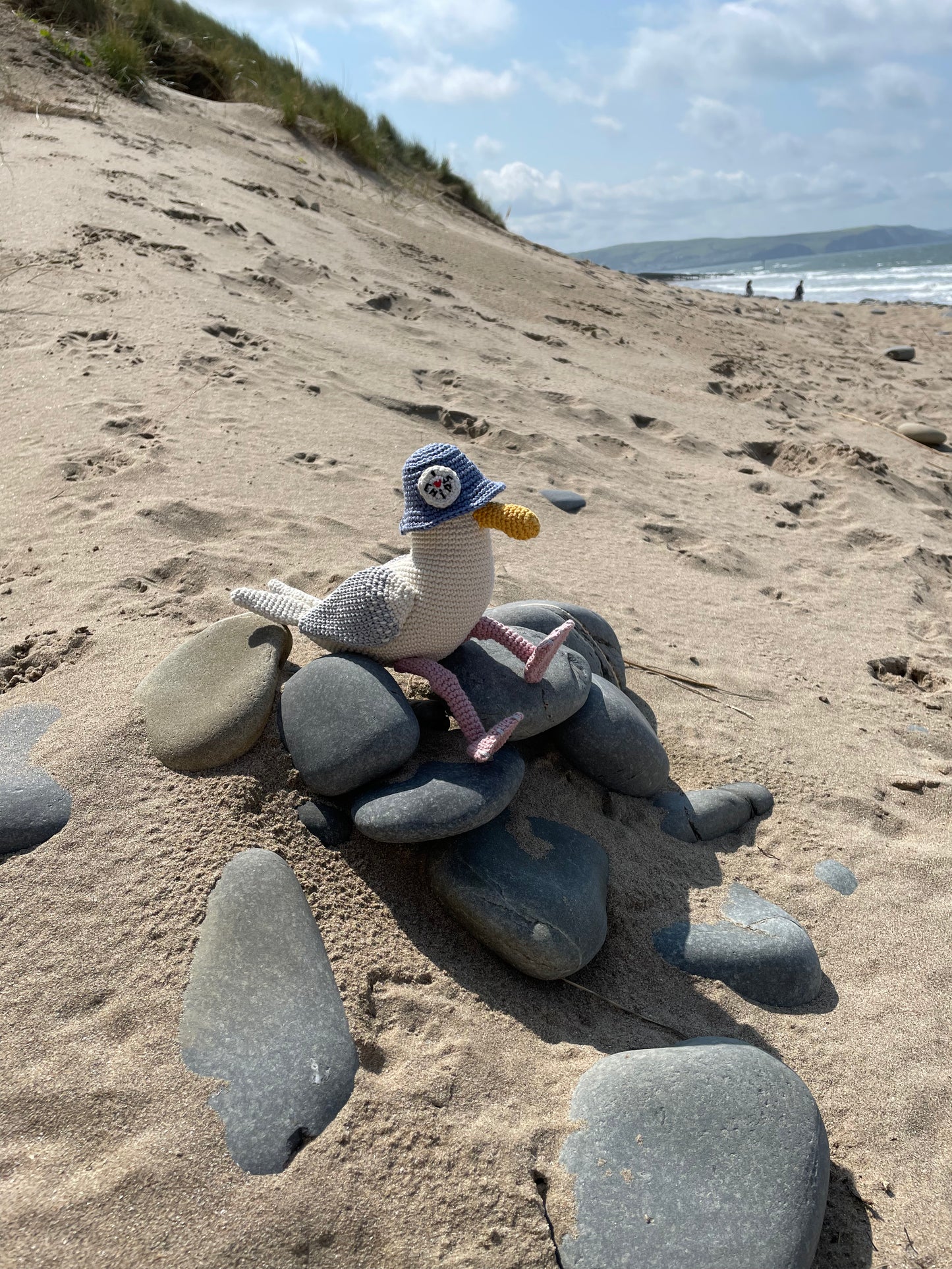 Cliff the Seagull. Complete Eco Crochet Kit. Luxury Yarns, Tote, Step by Step Instructions, Hook, Silver Stitch Marker & more!