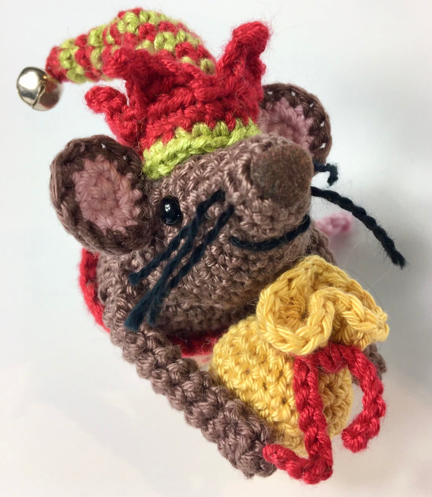 Festive Mouse - Elfie! Complete Amigurumi Crochet Kit with luxury natural yarns.