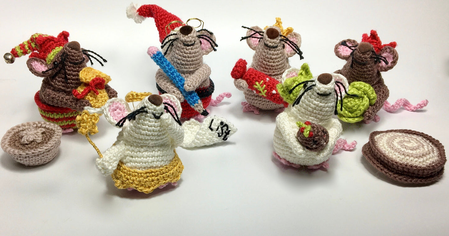 Festive Mouse - Elfie! Complete Amigurumi Crochet Kit with luxury natural yarns.