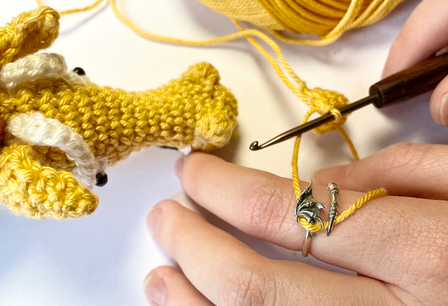Dragon Wing & Claw Crochet Ring