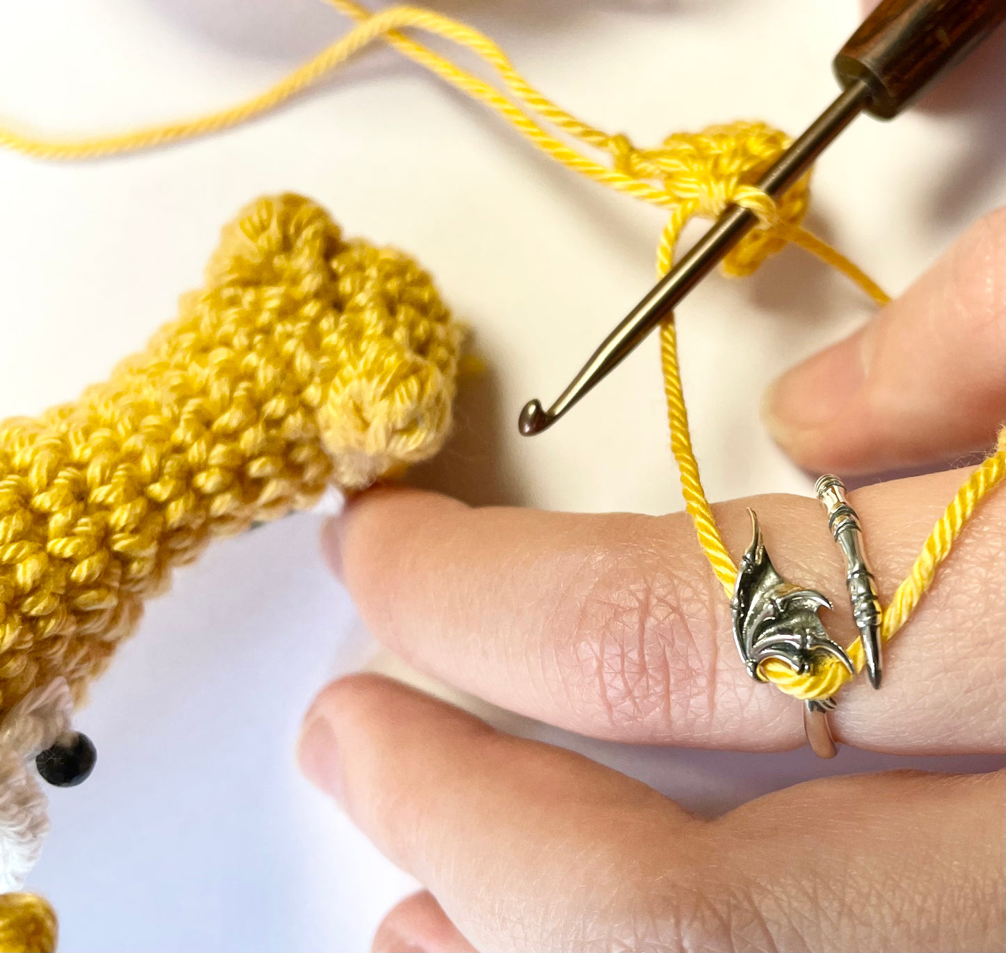 Dragon Wing & Claw Crochet Ring