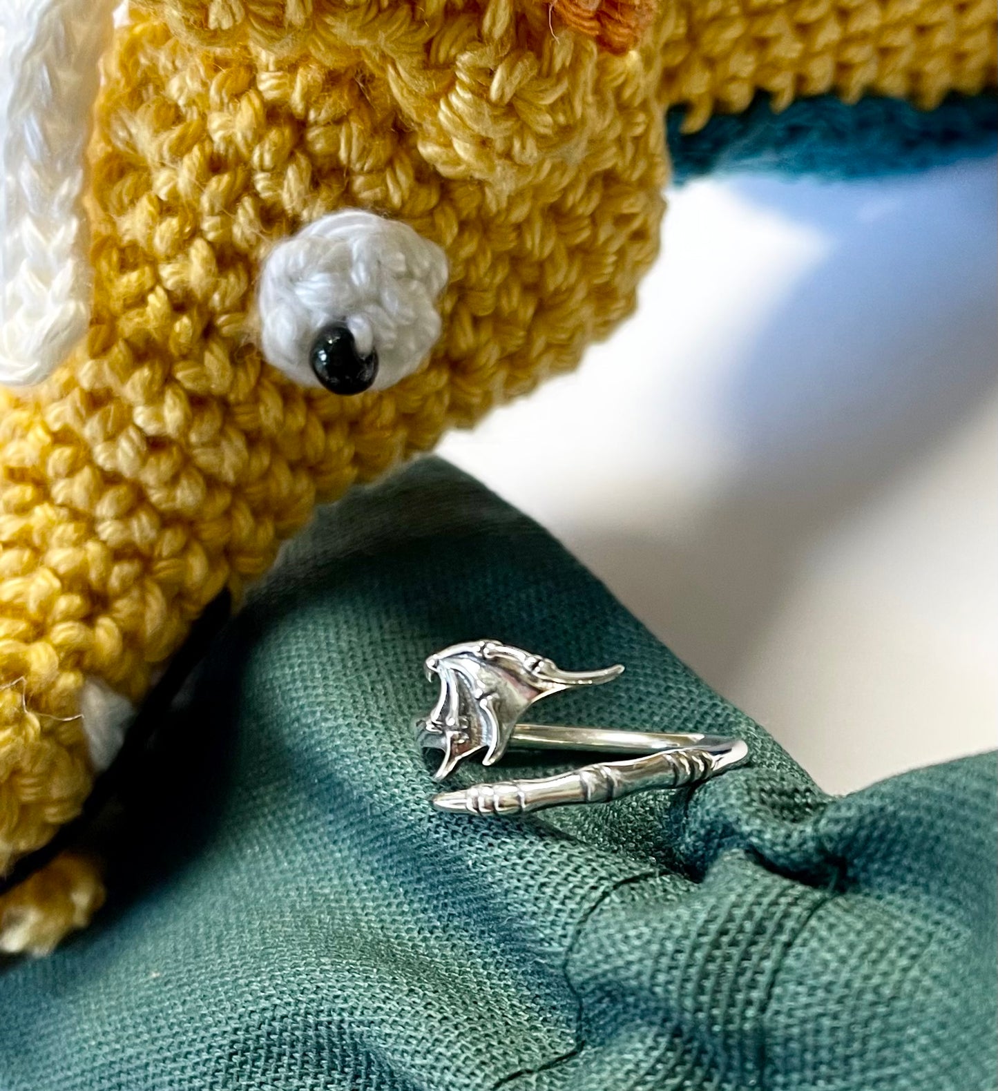 Dragon Wing & Claw Crochet Ring
