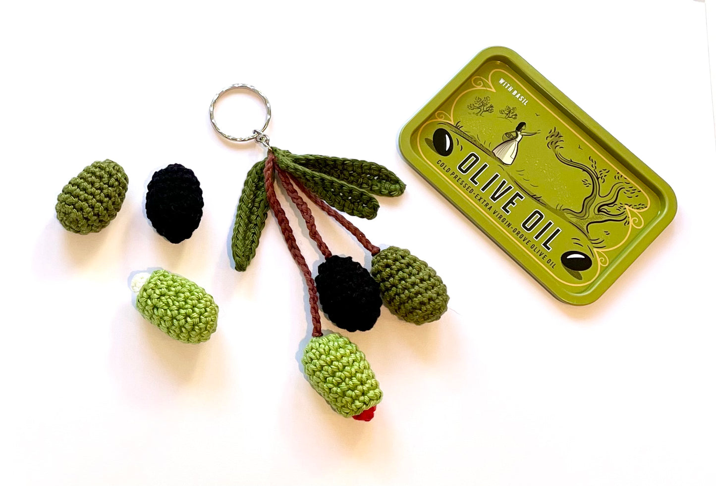 Olives Crochet in a Tin. Complete Crochet kit.