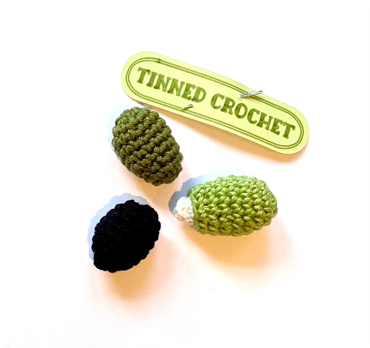 Olives Crochet in a Tin. Complete Crochet kit.