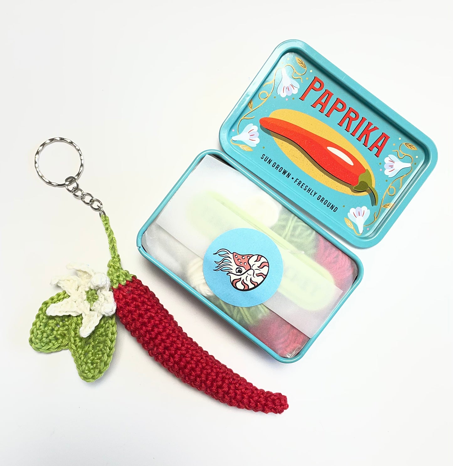 Pepper Crochet in a Tin. Complete Crochet kit.
