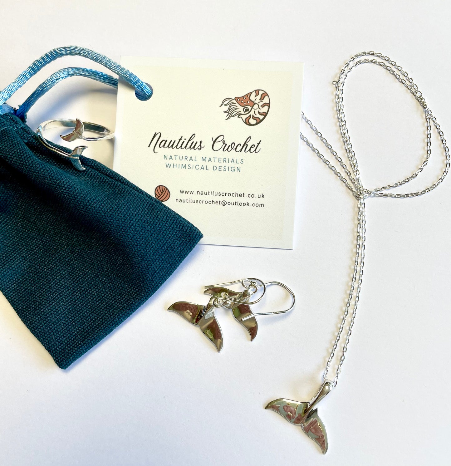Handmade 'Whale Tail' Sterling Silver Crochet Ring.  Adjustable for crochet tension and comfort.