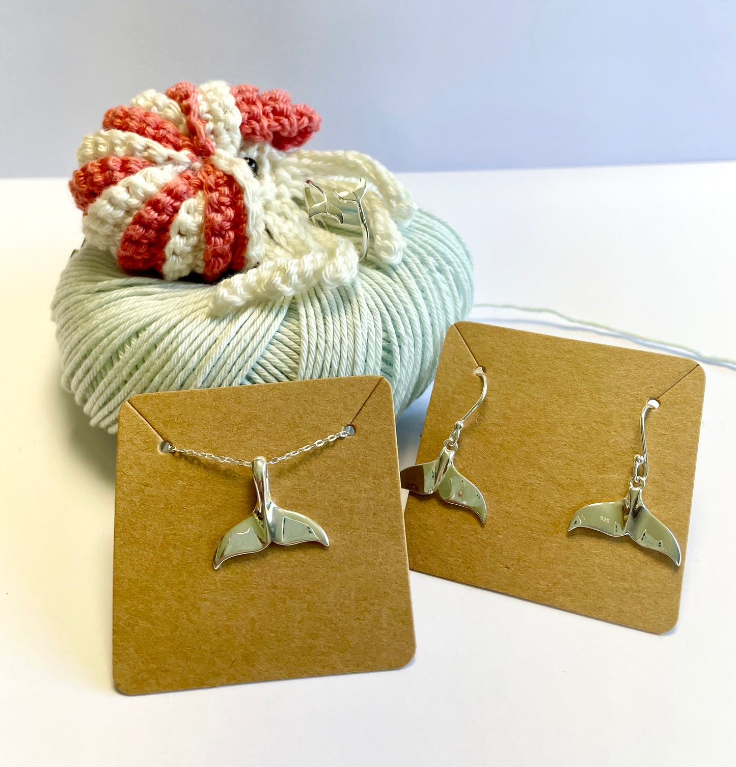 Handmade 'Whale Tail' Sterling Silver Crochet Ring.  Adjustable for crochet tension and comfort.