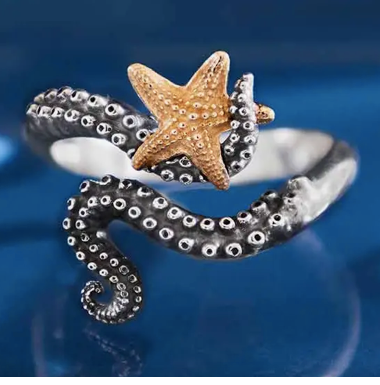 Octopus & Starfish Crochet Ring