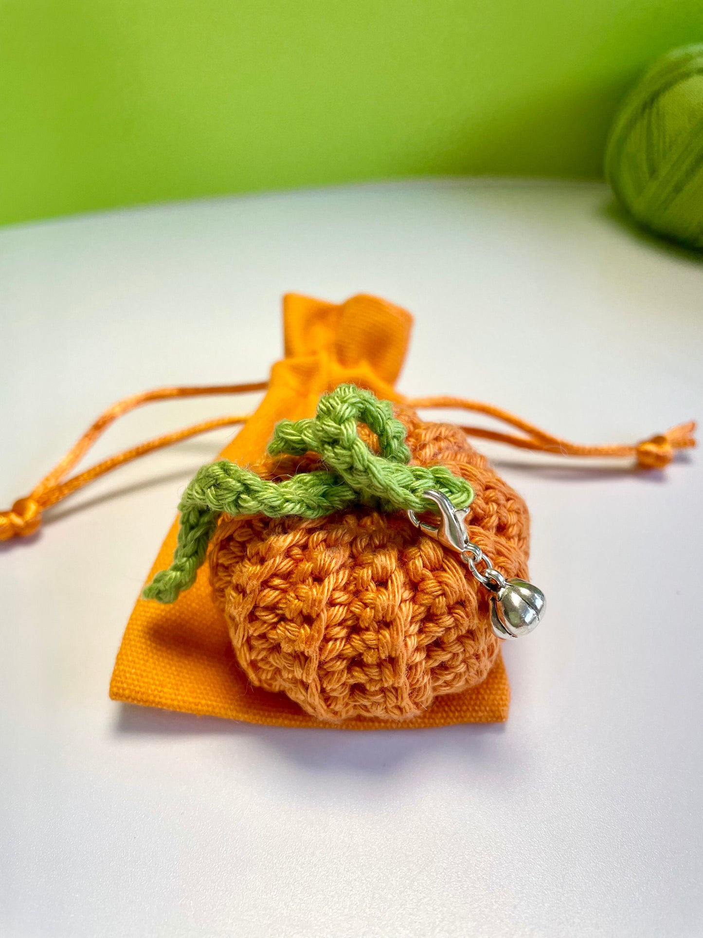 Pumpkin Spice Yarn Bag Gift Set. Including Tucker Mouse Crochet Kit, Pumpkin Crochet Kit, Crochet Hook & Silver Pumpkin Stitch Marker